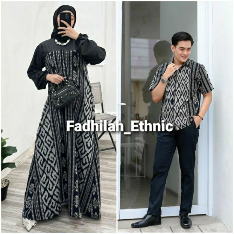 Set Couple Tenun - Sarimbit Baju Tenun Toraja - Baju Couple Keluarga - Gamis Tenun - Kemeja Tenun