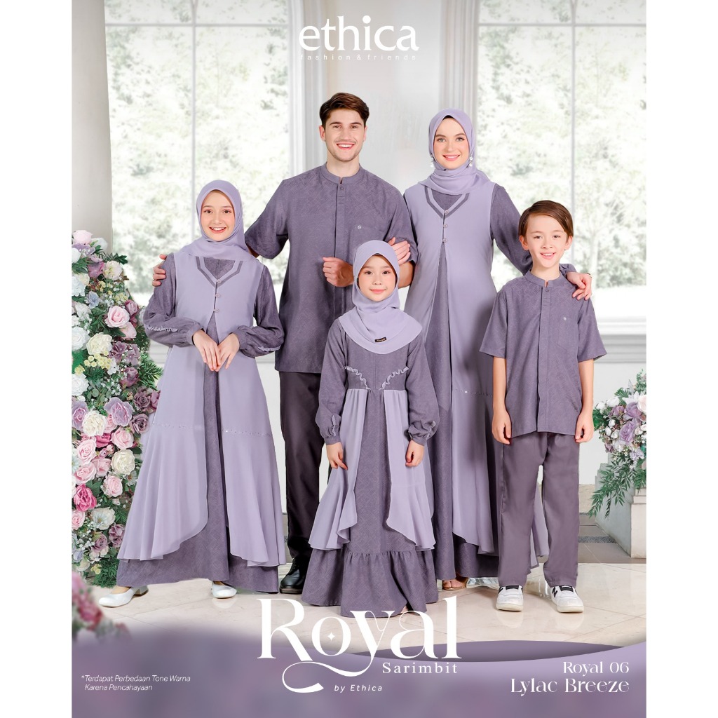 Ethica Sarimbit Royal 06 Lylac Breeze Gamis dan Koko Couple Keluarga Terbaru 2024