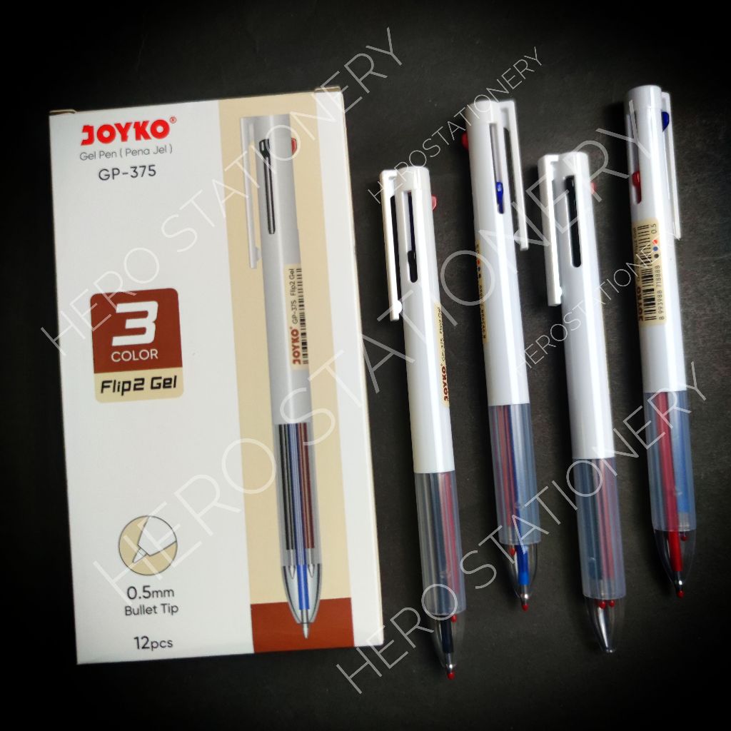 

Joyko pen gel flip 2 gel tinta 3 warna 0.5 mm GP-375 . 12 unit