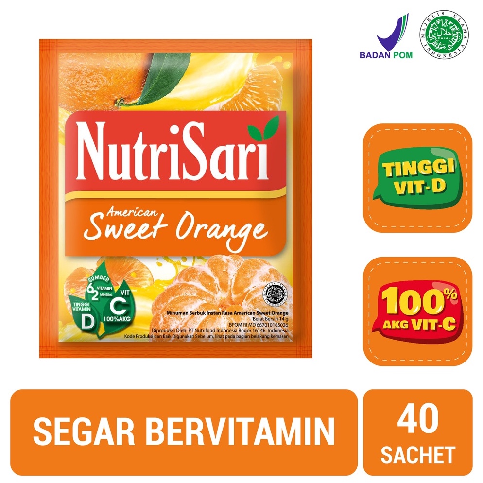 

➾ NutriSari American Sweet Orange 40 Sachet - Minuman Buah Vitamin C Terlaris