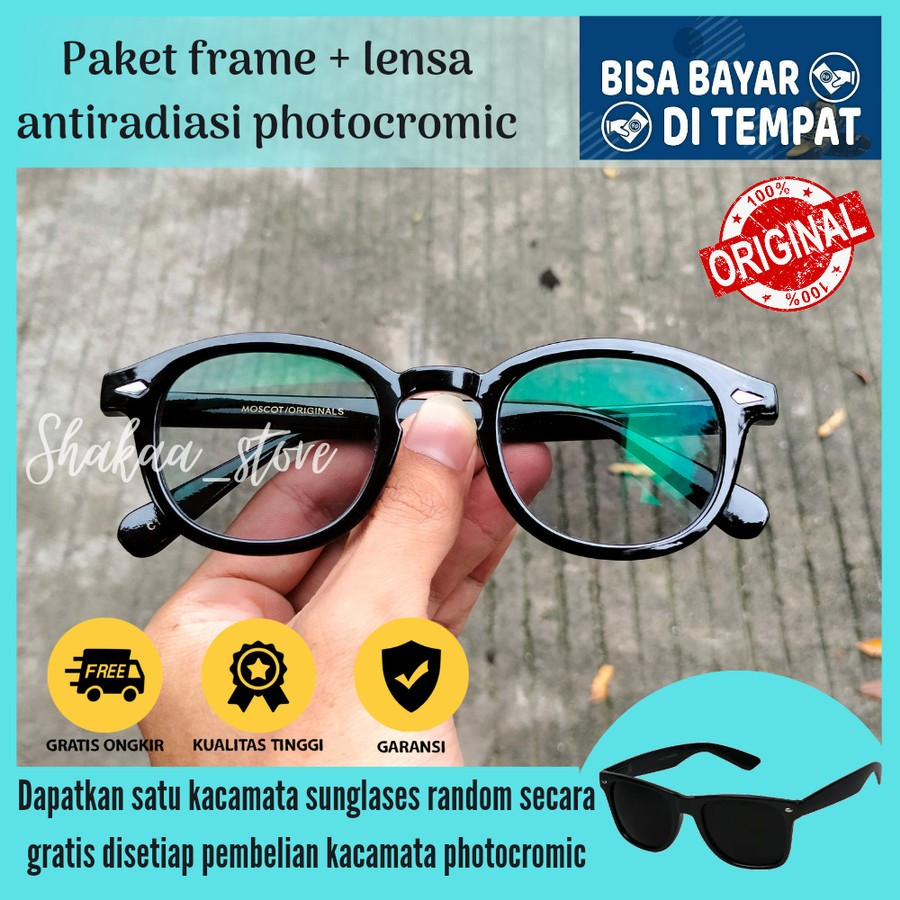 Kacamata Bulat Pria Wanita Lensa photocromic Minus silinder Normal