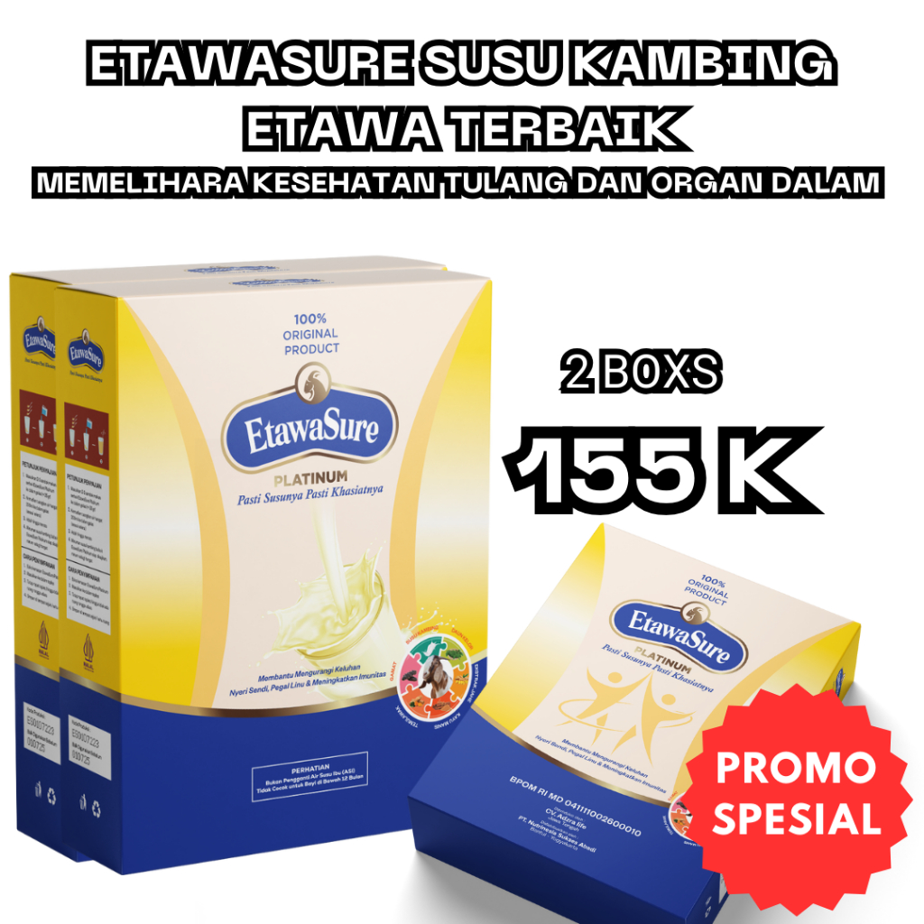 

PAKET HEMAT etawasure susu kambing etawa bubuk murni 2 boxs
