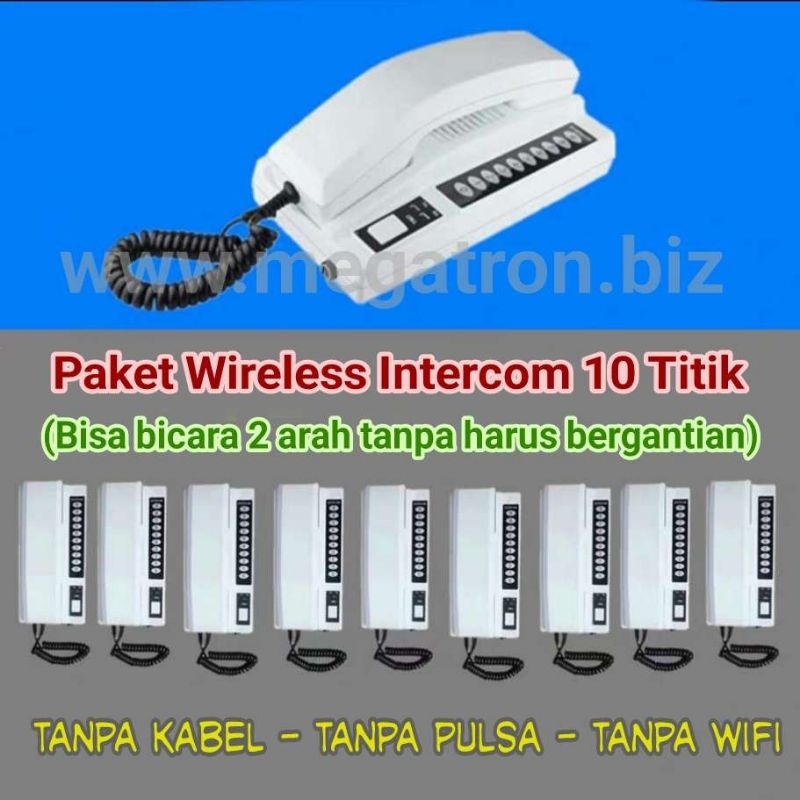 Paket Wireless Intercom 10 titik - pakai gagang telpon - komunikasi 2 arah langsung tanpa harus bicara bergantian