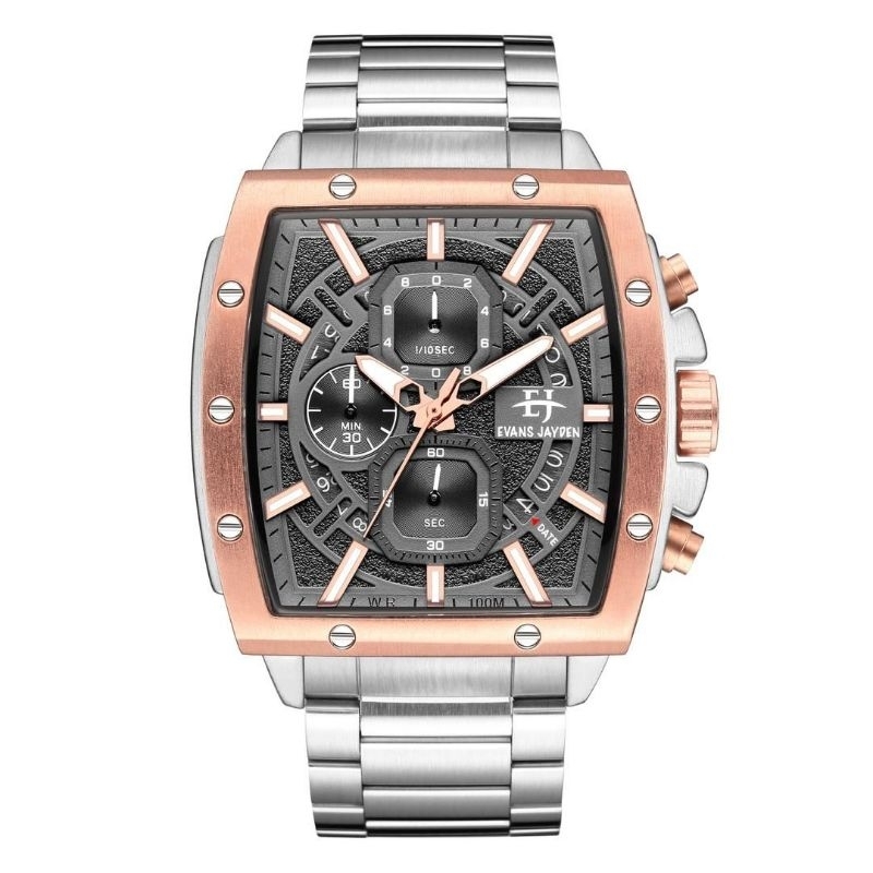 JAM TANGAN PRIA EVANS JAYDEN 9463-2 STRAP STAINLESS STEEL CHRONO AKTIF