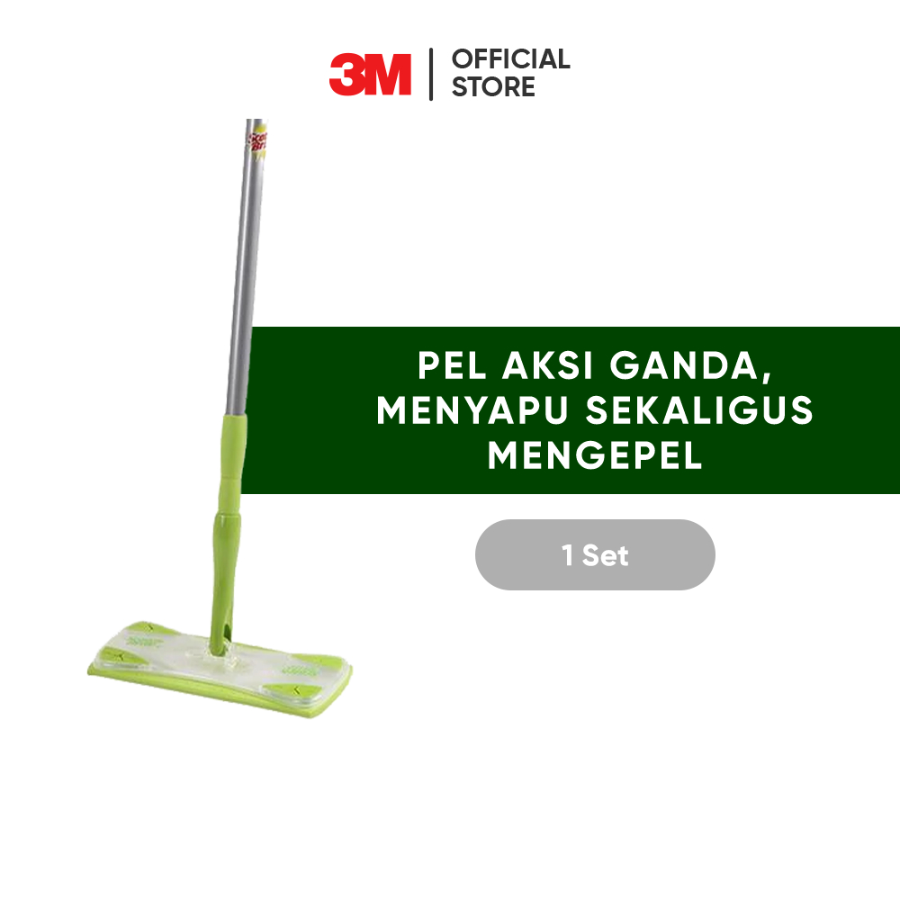 3M™ Scotch-Brite™ Easy Sweeper Kit set, Alat Pel Lantai, Pel aksi ganda, menyapu sekaligus mengepel,