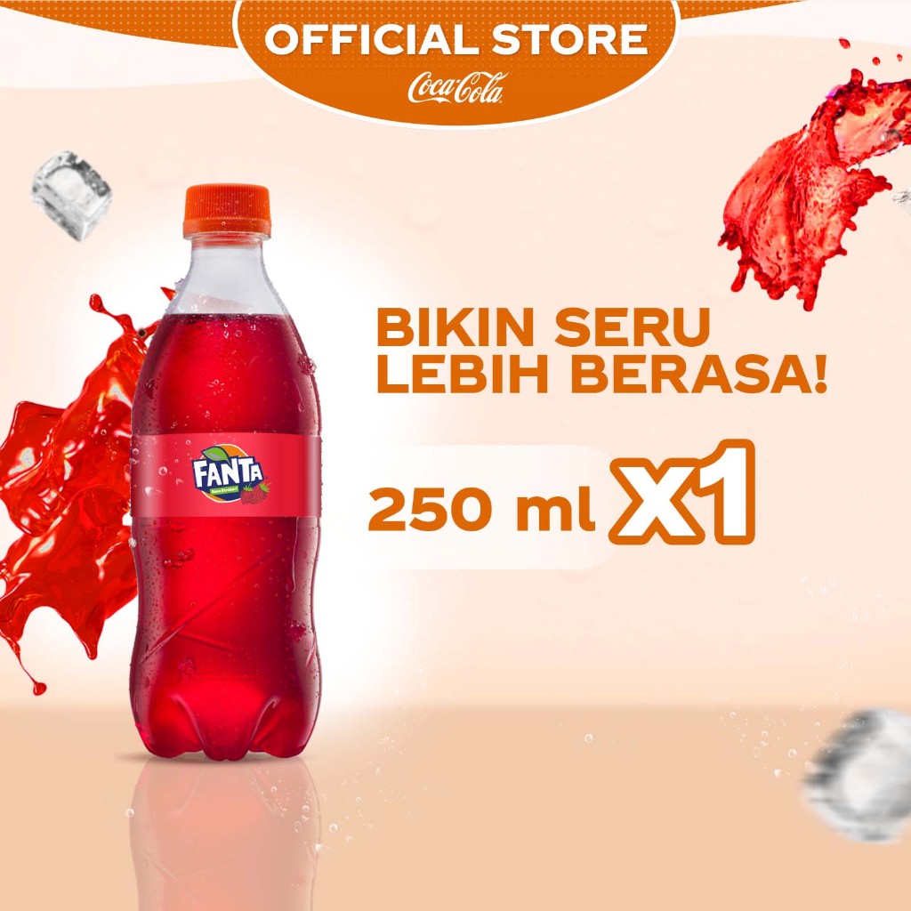 

Fanta Strawberry - Minuman Soda Rasa Stroberi - Botol 250ml