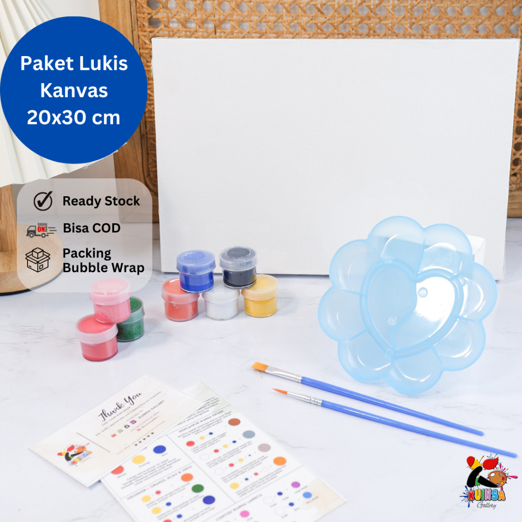 

RK Kuinsa Gallery Set Kanvas Lukis 20 x 30cm (8 Cat Akrilik & 2 Kuas Brush) Mixing Palette
