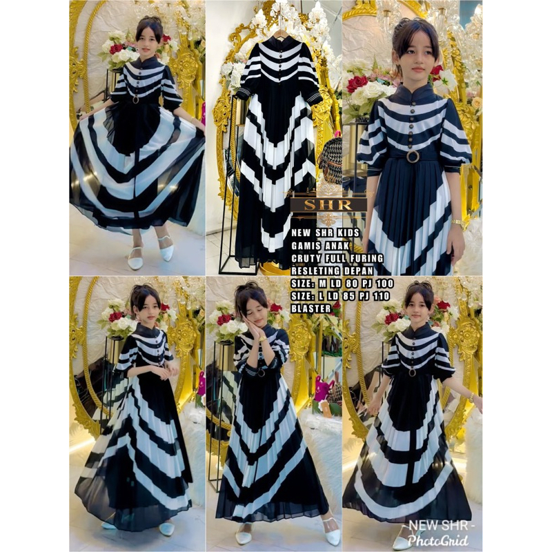 NEW NEW NEW READY DRESS SHR KIDS MAXI TWOTONE COUPLE MOM AND KIDS ORI SHR FREE HIJAB