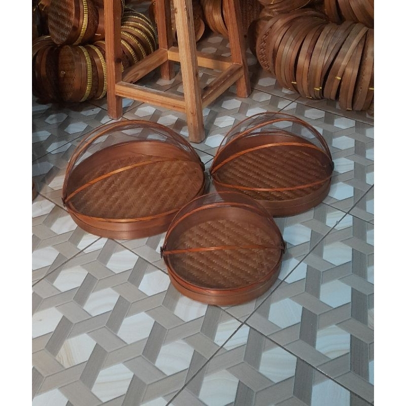tudung saji bambu tampah kelambu bentuk oval & bulat