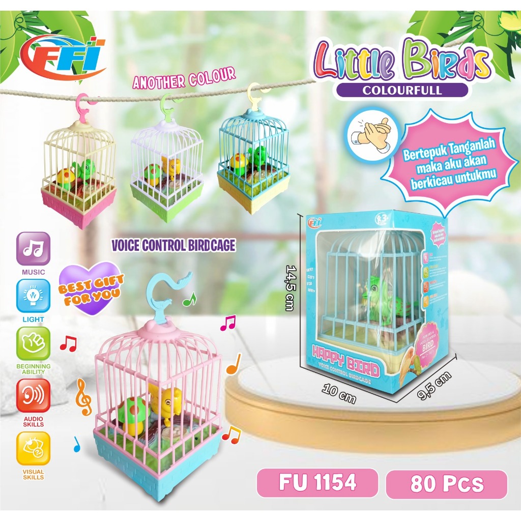 MAINAN BURUNG DALAM SANGKAR / MAINAN SANGKAR BURUNG BUNYI LAMPU