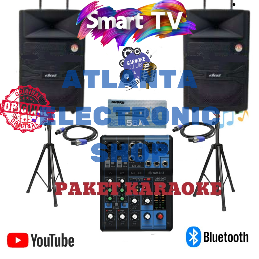 PAKET SPEAKER AKTIF KARAOKE DAT 12 INCH PLUS MIXER YAMAHA SIAP PASANG