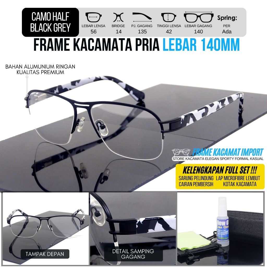 Frame Kacamata Minus Besar Kacamata Bidang Wajah Lebar