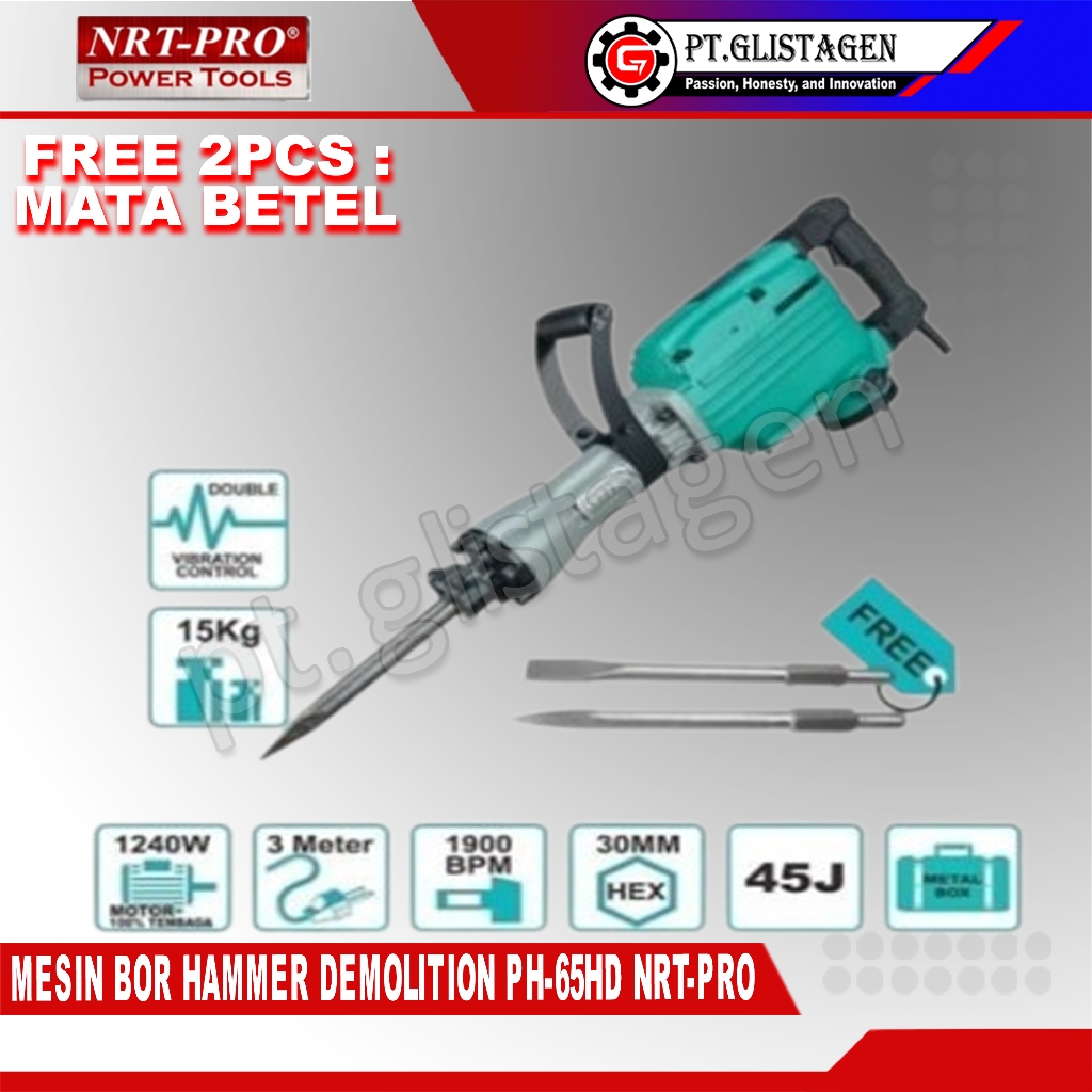 NRT-PRO PH65 HD Mesin Bor Bobok Beton Jack Hammer Demolition Breaker PH 65 HD PH65HD ORIGINAL NRT-PR
