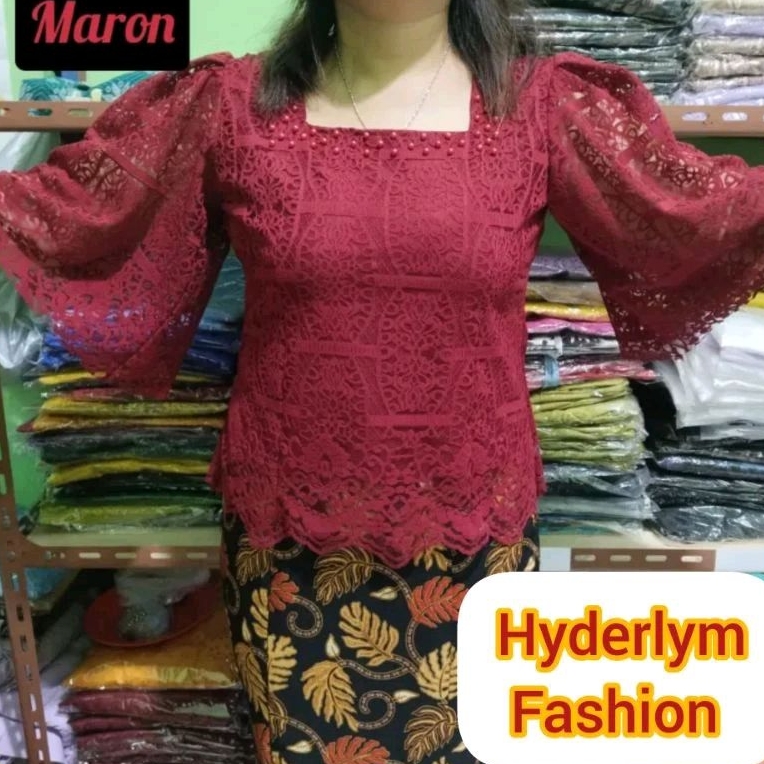 ATASAN RENDA MOTIF BARU 2023/BLUS SEMI RENDA KEKINIAN/BAJU KEBAYA FULL MUTIARA