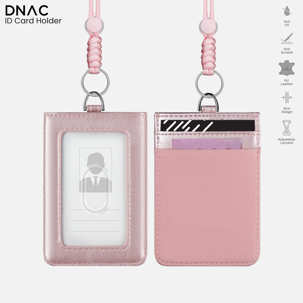 

DNAC ID Card Holder with Lanyard Money Pocket - Rose Gold