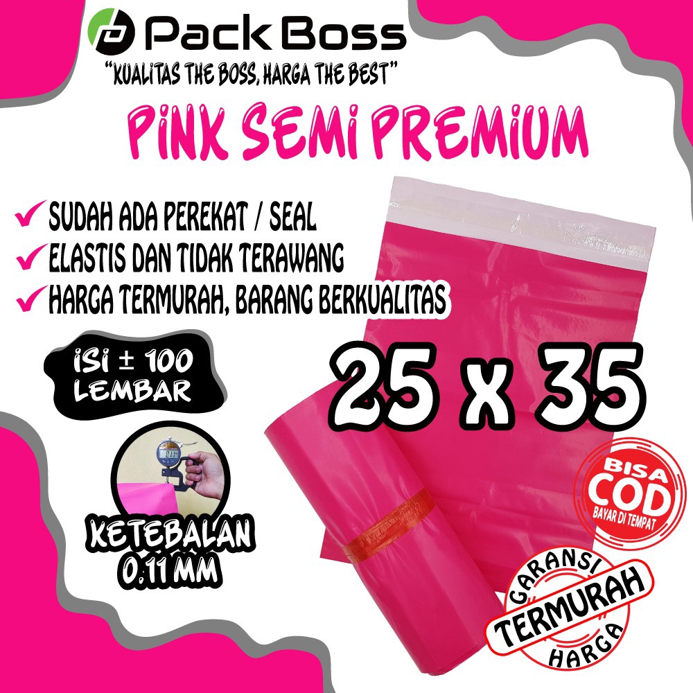 

PROMO HARI INI 25x35 PINK SEMI PREMIUM POLYMAILER PACKAGING ONLINE ADA PEREKAT serbuuu !