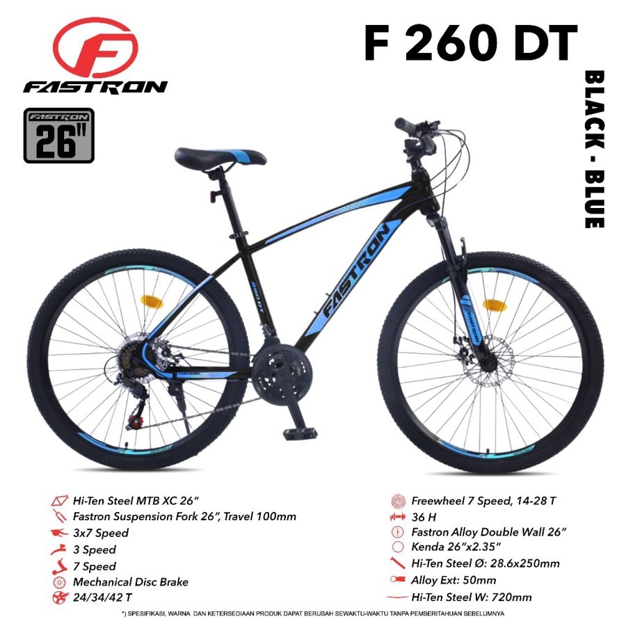 Sepeda Gunung MTB FASTRON 260 DT Ukuran 24 dan 26 Inch Rem Cakram Dewasa