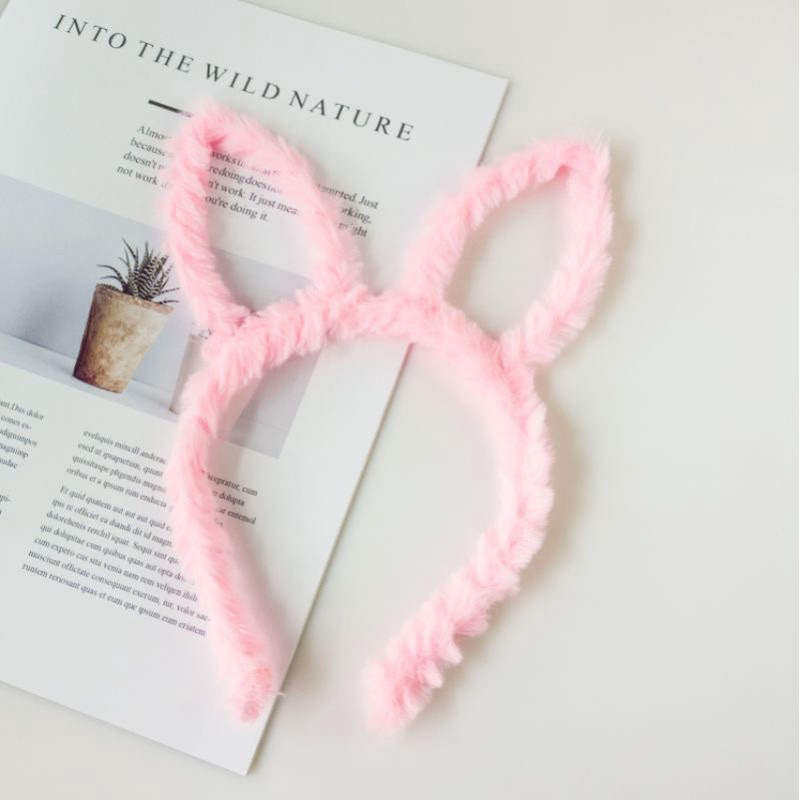 Bando Lucu Karakter Hewan Bulu Halus / Bando Motif Kuping Kelinci Beruang / Bandana Wanita Anak dan 