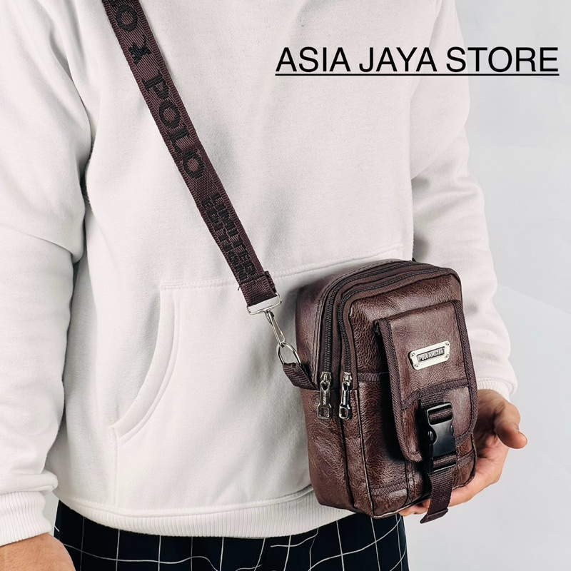 Tas Selempang Pria Original Polo Amstar Kulit Sintetis Tas Hp mini MultiFungsi