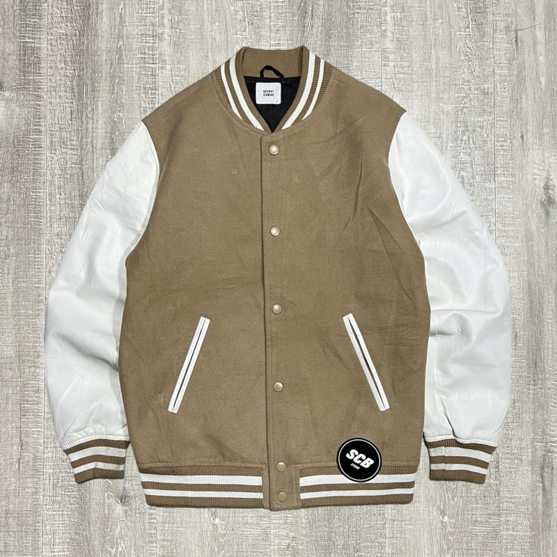 Browny standard suede varsity synthetic leather jacket