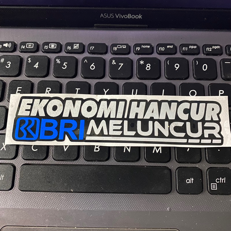 Sticker cutting kata kata viral EKONOMI HAMCUR BANK BRI MELUNCUR Stiker cuting berkualitas helm moto