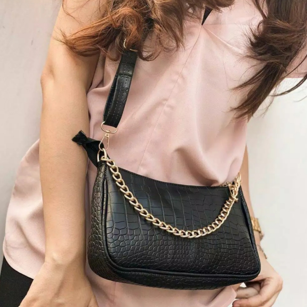 Shella_Bag - TAS WANITA TAS SELEMPANG CROCO TALI RANTAI