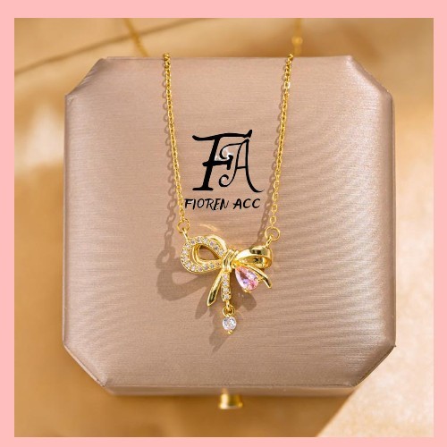 FA YRY-X028 Kalung Pita Berlian Kalung Titanium Kalung Berlian Permata Berlian Anti Karat Kalung Can