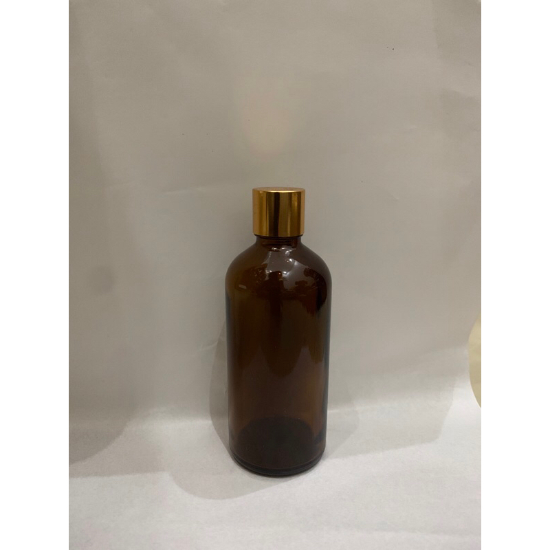 botol kaca amber 100ml / botol kaca coklat 100/ botol kaca ulir tutup gold