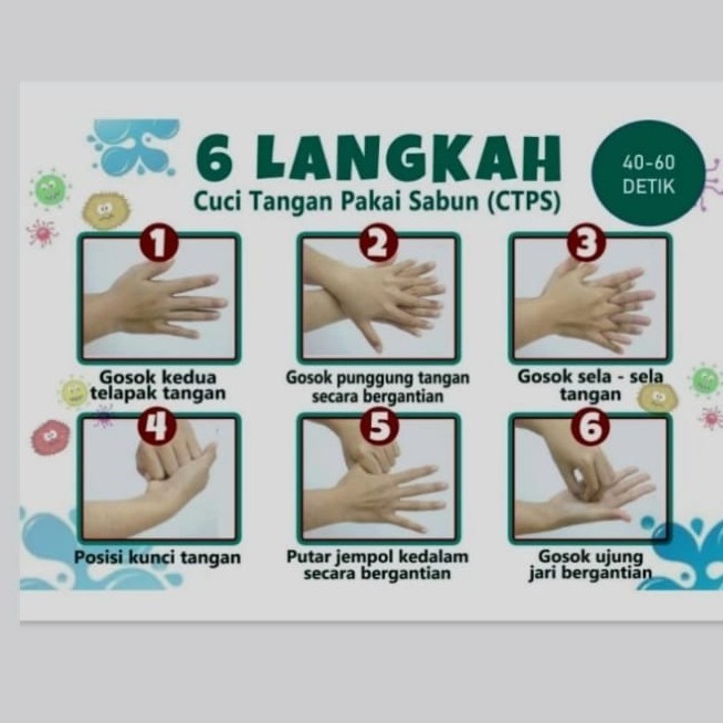 

Stiker 6 langkah cuci bersih sign rambu k3