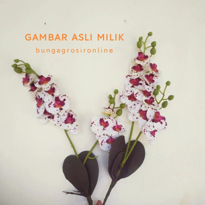 << Ready >> Bunga Anggrek Orchid Artificial  Latex  Mini 2 Cabang Premium 12 kuntum Bunga  / Bunga  