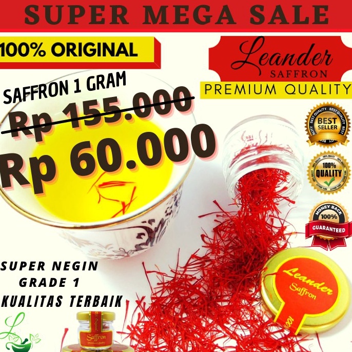 

86 SAFFRON PREMIUM SPESIAL SUPER NEGIN GRADE A 1 GRAM IRAN Bunga safron sapron zafron shaffron Original 100% →Produk