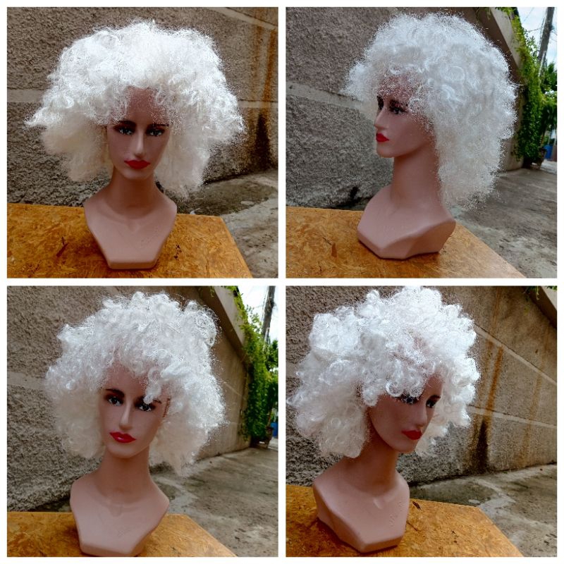 Wig Santa Claus Keriting Gelombang besar/sedang tanpa jenggot