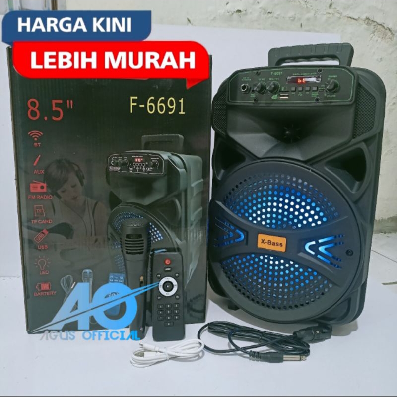 PROMO Cod speaker bluetooth fortable 8,5 INCH 8,5 IN cas rechargeable BONUS MICROPHONE FLECO F6691 F