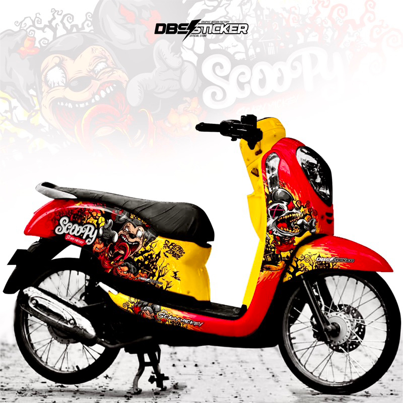CUSTOM ! Decal stiker Scoopy fi  Mickey Zombie Full Body  Dasboard / New Scoopy nmax pcx beat vario