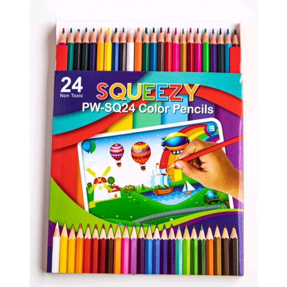 

7NA Pensil Warna Panjang Squeezy 24 Warna / Colour Pencil PW-SQ24 Reeady Stok ヘ(