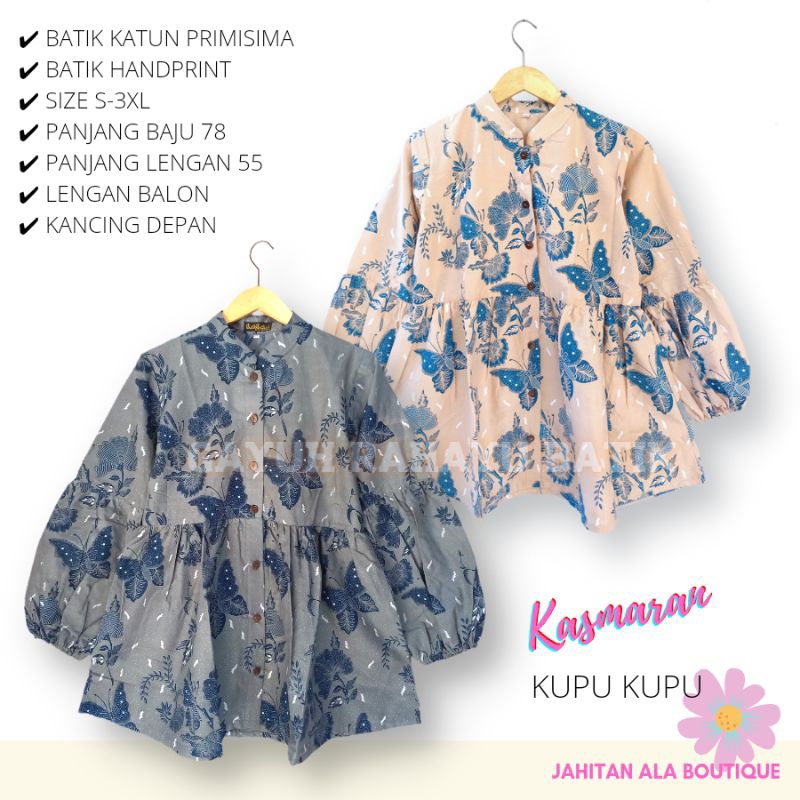 Kasmaran Kupu Kupu - Blouse Batik Kancing Depan Batik Kerja Wanita