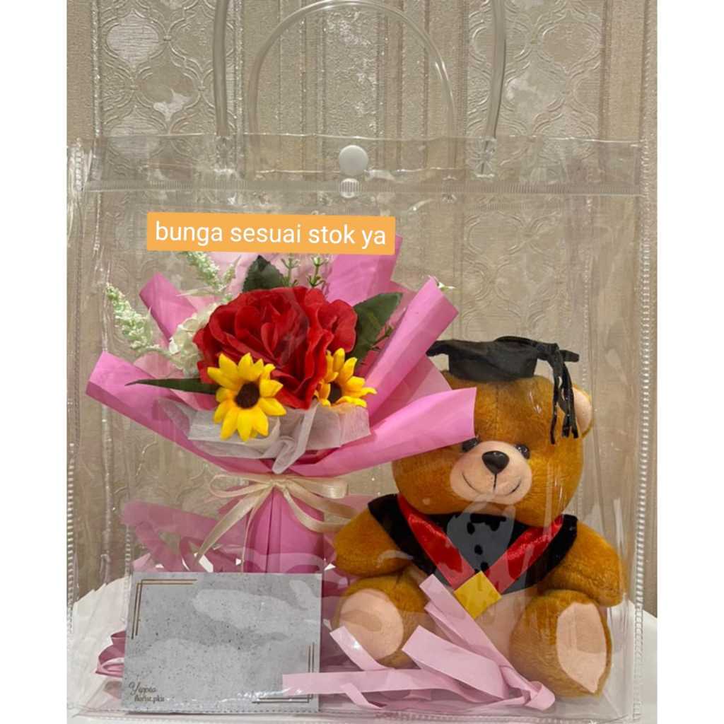 

FREE KARTU UCAPAN BUKET HAMPERS BAG WISUDA BONEKA BUNGA bucket bunga coklat
