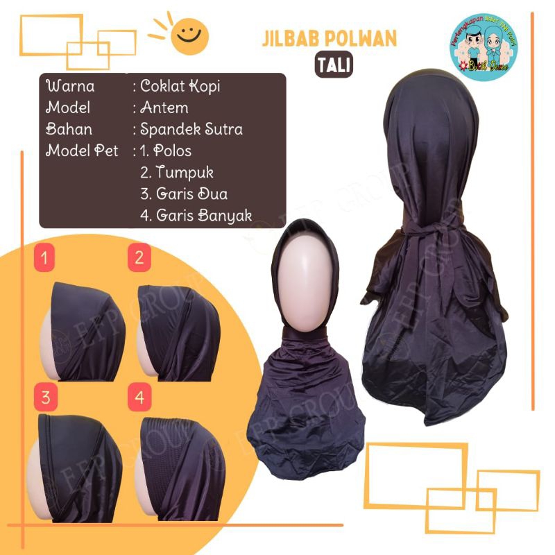 JILBAB DINAS POLWAN COKLAT TUA TALI