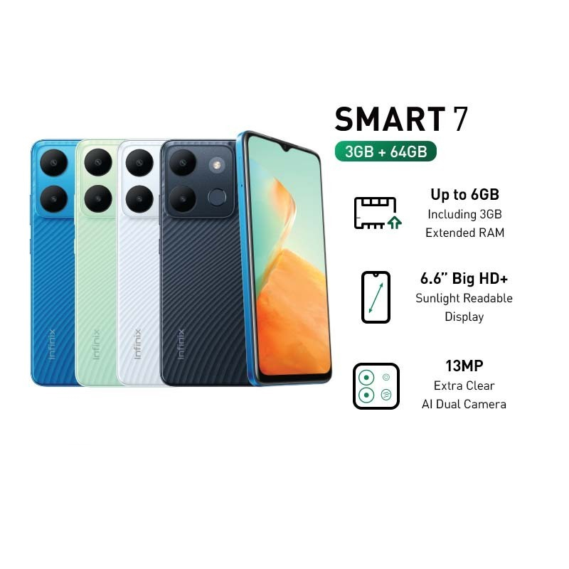 HP Murah, Game, Promo Infinix Smart 7 Ram 3/64 Extended Ram 3gb Garansi Resmi