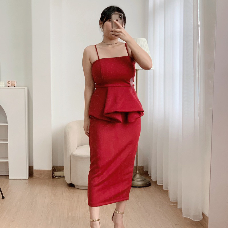 AGATHANCO - Gatha Midi Dress /Dress Natal/ Dress Pesta/ Dress Scuba/Baju Natal