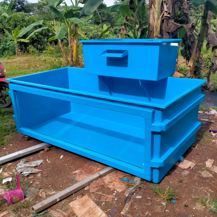 KOLAM IKAN Fiber KACA + FILTER  Uk 200x100x80 cm kombinasi top filter kokoh, awet dan berkualitas