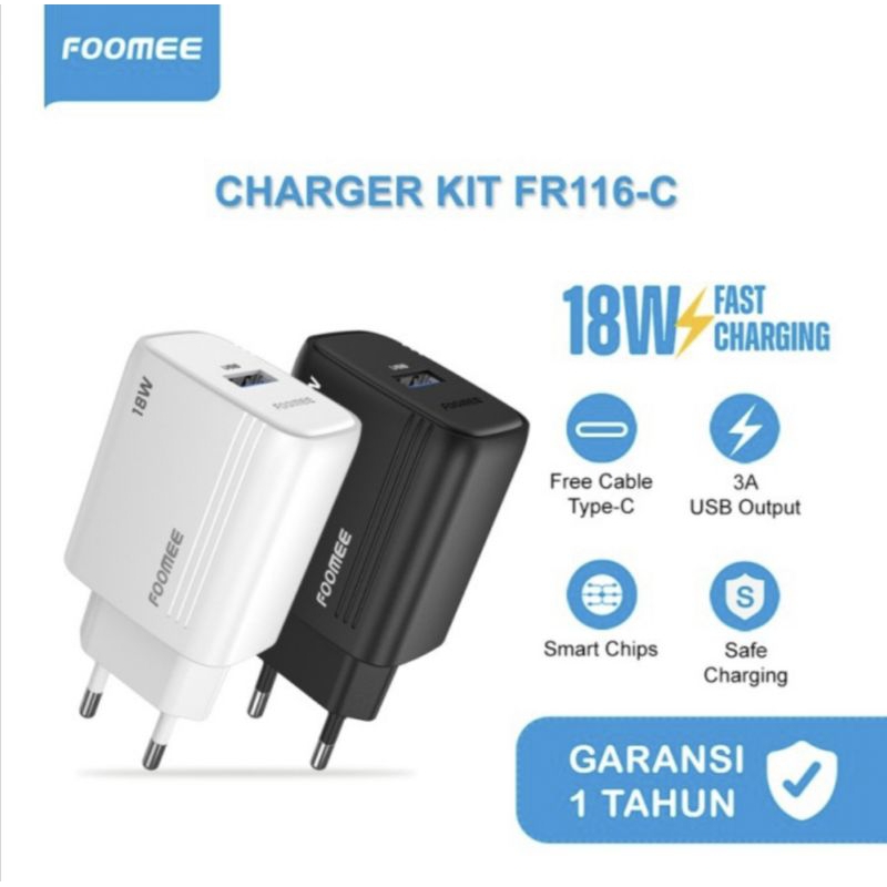 Charger FOOMEE FR116-C 3.0A 18W With Cable Type-C