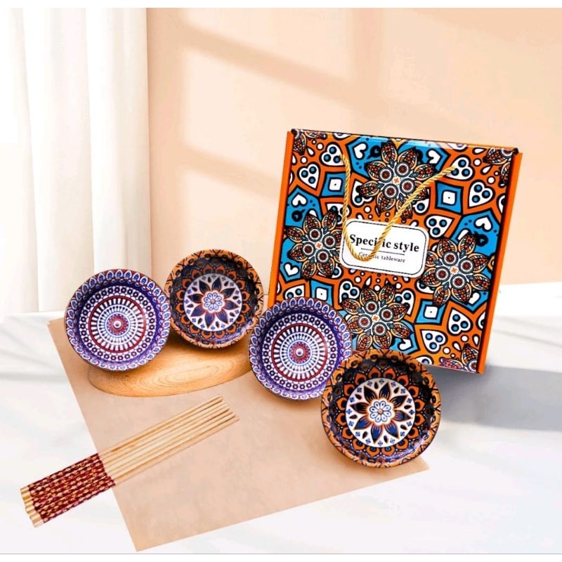 set mangkok Japanese | 1 set mangkok + sumpit + box | Japanese bowl set mangkok