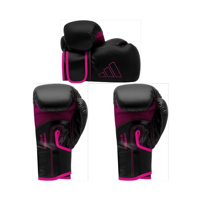 Sarung Tinju Muaythai 10 Oz Adidas Hybrid 80 Black Pink