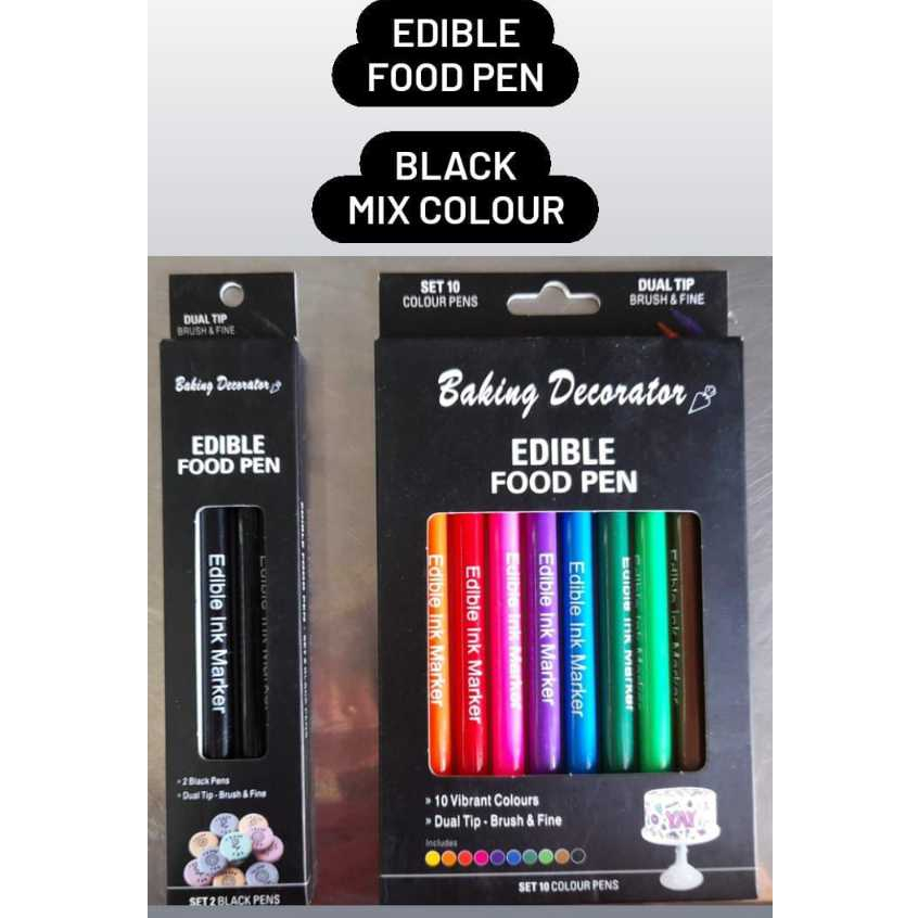 

EDIBLE PEN/Food Pen/Spidol Makanan Hitam isi dua dan Mix isi 10
