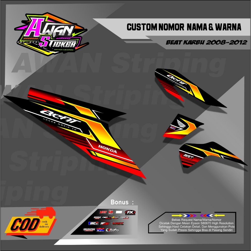 Stiker Skotlet Motor Beat Karbu Desain Garis