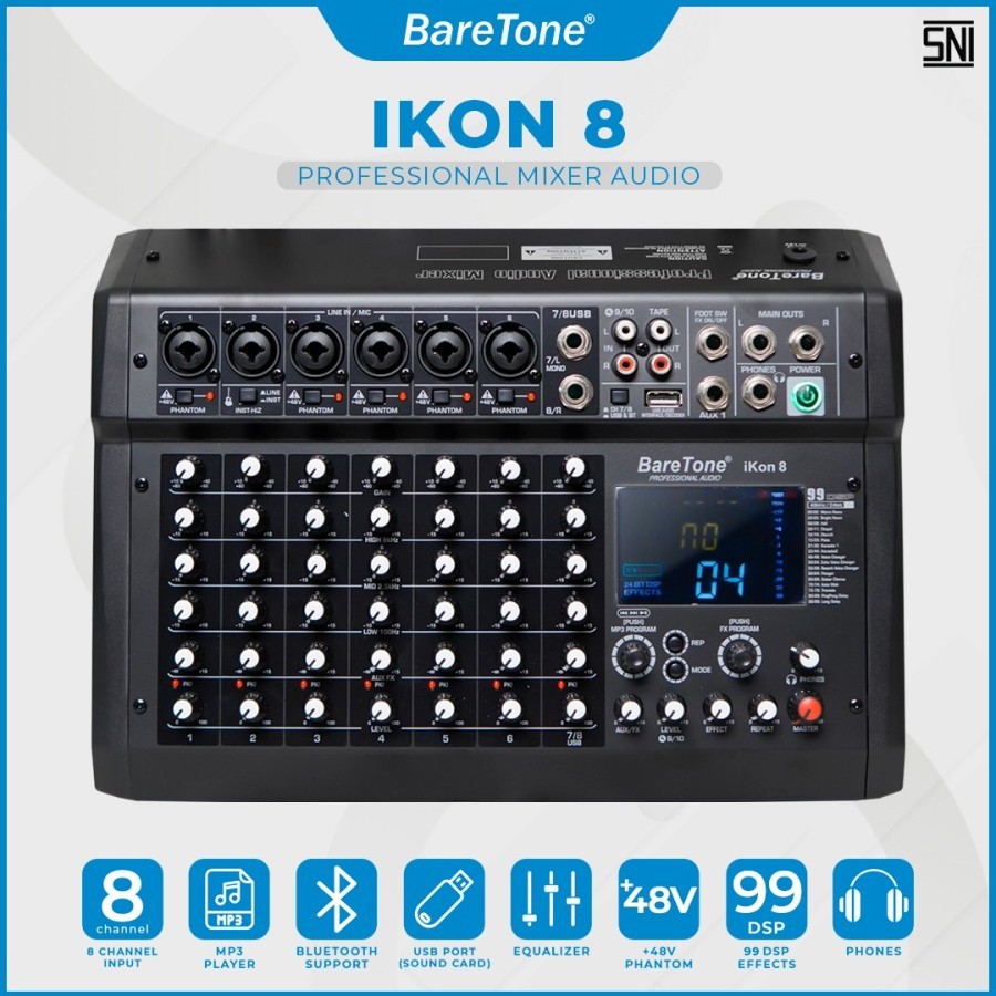 Mixer Audio BareTone IKON 8 - Professional Mixer 8 channel Original