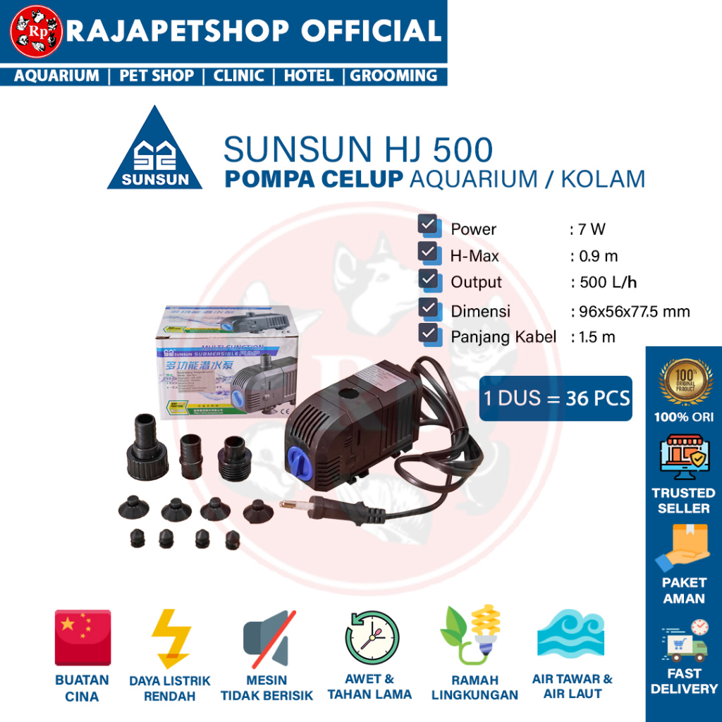 ( POMPA AIR ) SUNSUN HJ 500/600/1100/1500 WATER PUMP KOLAM AQUARIUM