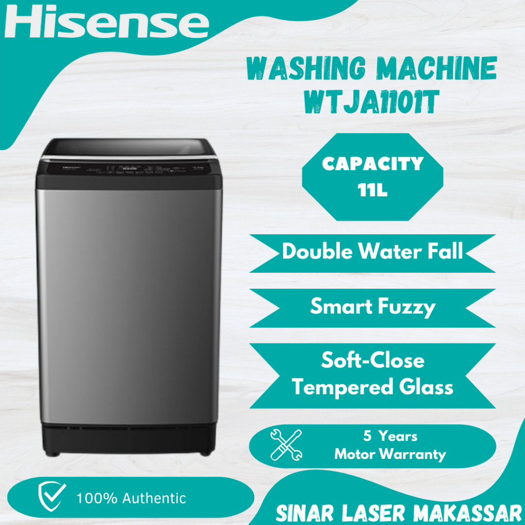 MESIN CUCI 1 TABUNG HISENSE TOP LOADING 10,5 KG WTJA1101T GARANSI RESMI