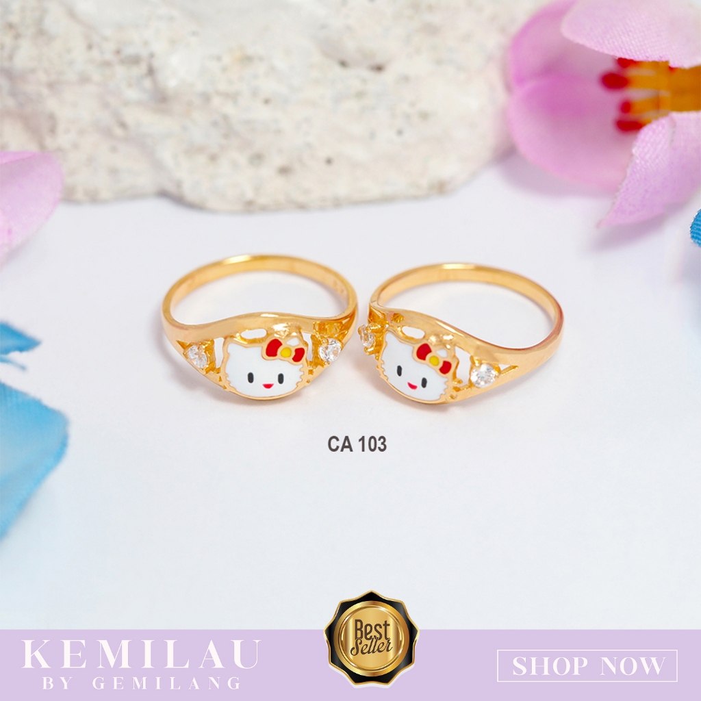 CINCIN ANAK EMAS ASLI KARAKTER HELLO KITTY 6K (300) DAN 8K (375) CINCIN BALITA TERMURAH KODE CAP 103